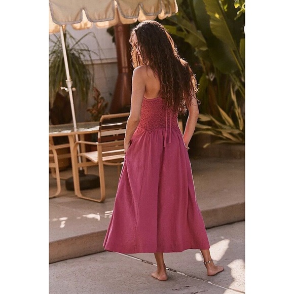 Free people summer chapter midi dress daphne rose pink - Picture 2 of 10